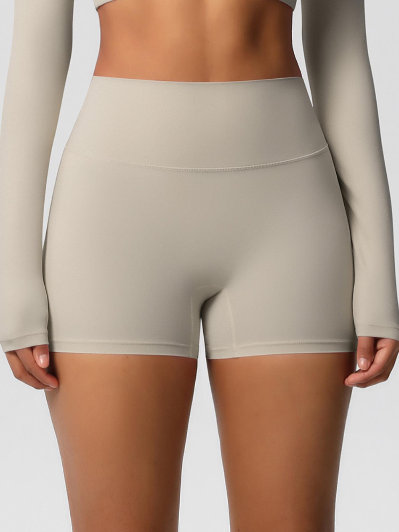 Women's Solid Color High Waist Sports Shorts, High Stretch Comfortable Breathable Tummy Control Butt Lifting Yoga Shorts, Ladies Sportswear for Indoor Outdoor Wear, Soft Stretch Shorts