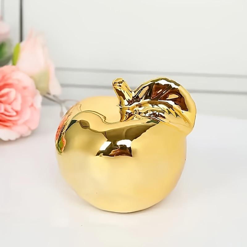 Modern Nordic light luxury gold and silver electroplated ceramic apple fruit ornament for home, model homes, hotels, clubs, Valentine's Day, Mother's Day gift