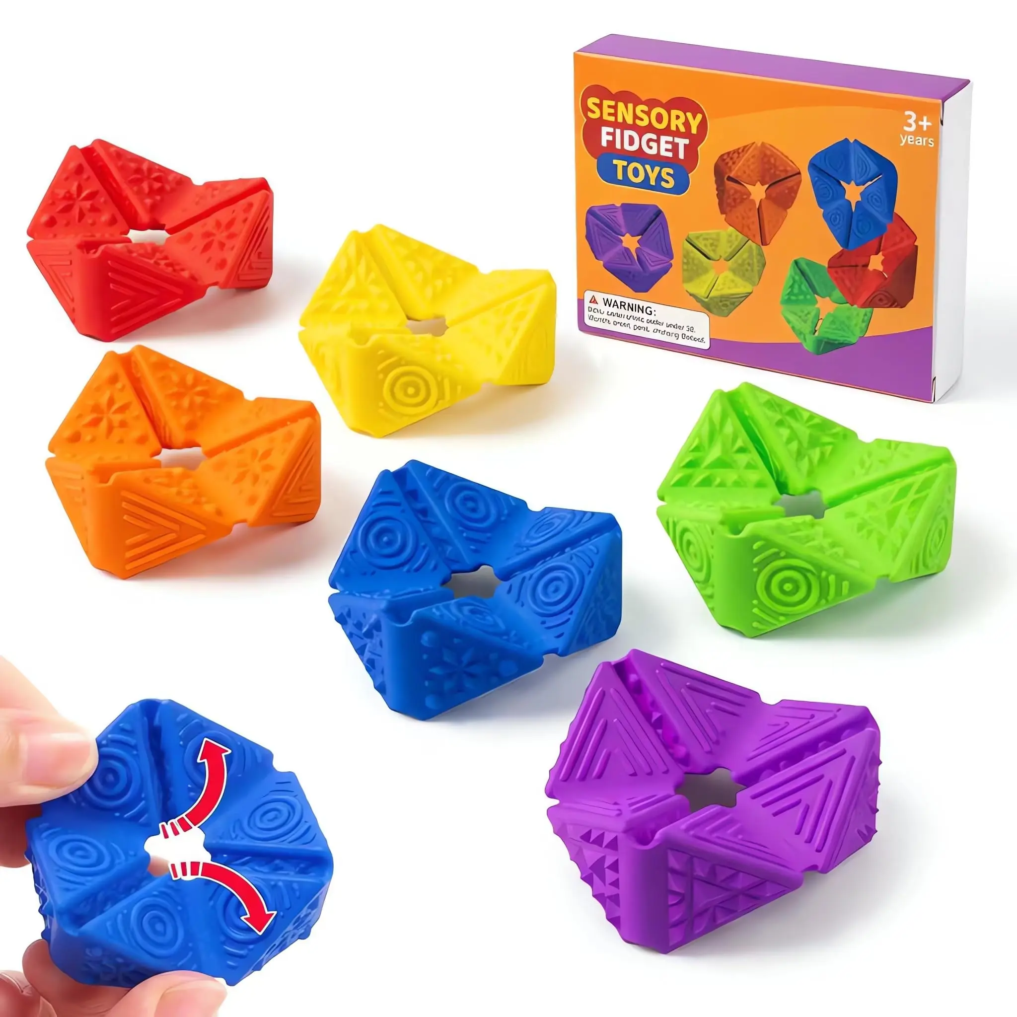 Silicone Textured Flip Cube Fidget Toy, Quiet Pocket Sensory Fidget Toy for Anxiety, Autism & ADHD, Portable Desk Focus Toy, Classroom Prize, Birthday & Holiday Gift for Kids, Teens & Adults