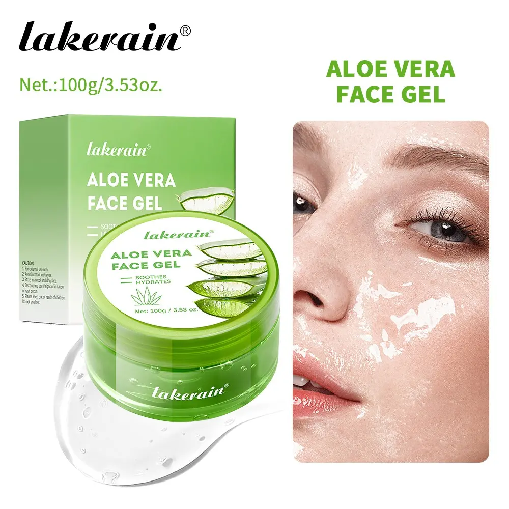 Lakerain Aloe Vera Gel Moisturizer, Quick Hydration, Sunburn Relief, Reduces Dryness and Peeling, Aloe Extract, Gentle Formula, Mild, Daily Use
