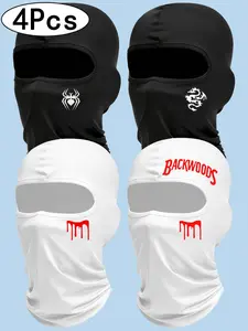 4pcs Balaclava Ski Mask, Full Face Cover Motorcycle Summer Thin Cooling Sun Protection, Sporty Print Headwear for Men/women, All Seasons, Cooling Breathable Balaclava