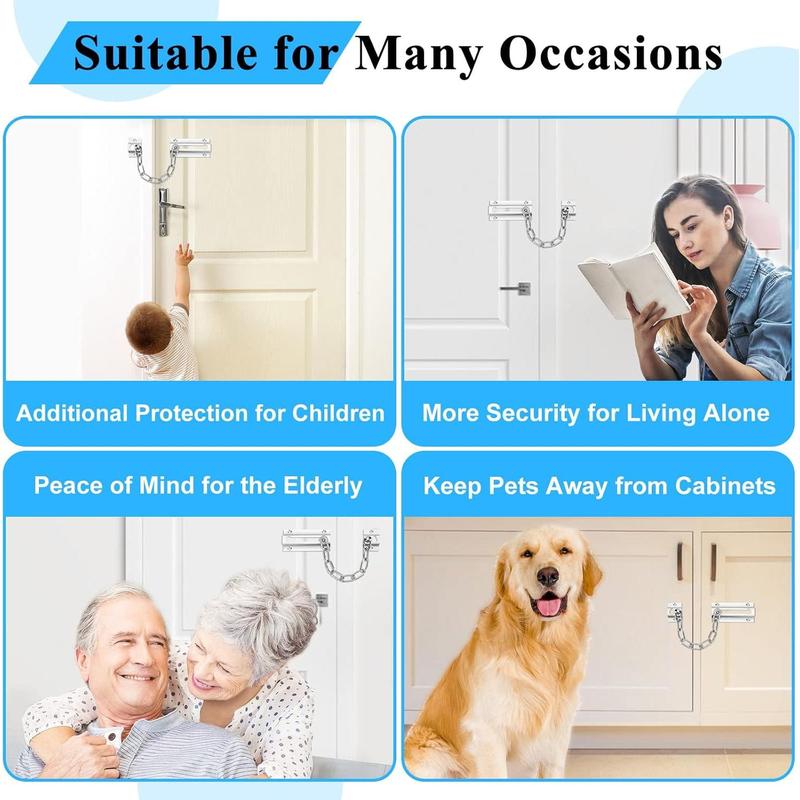 2 Pack Door Chain Lock, Stainless Steel Chain Locks for Inside Door, Premium Thickened with 12 Screws 2 Pack Door Chain Lock, Stainless Steel Chain Locks for Inside Door, Premium Thickened with 12 Screws