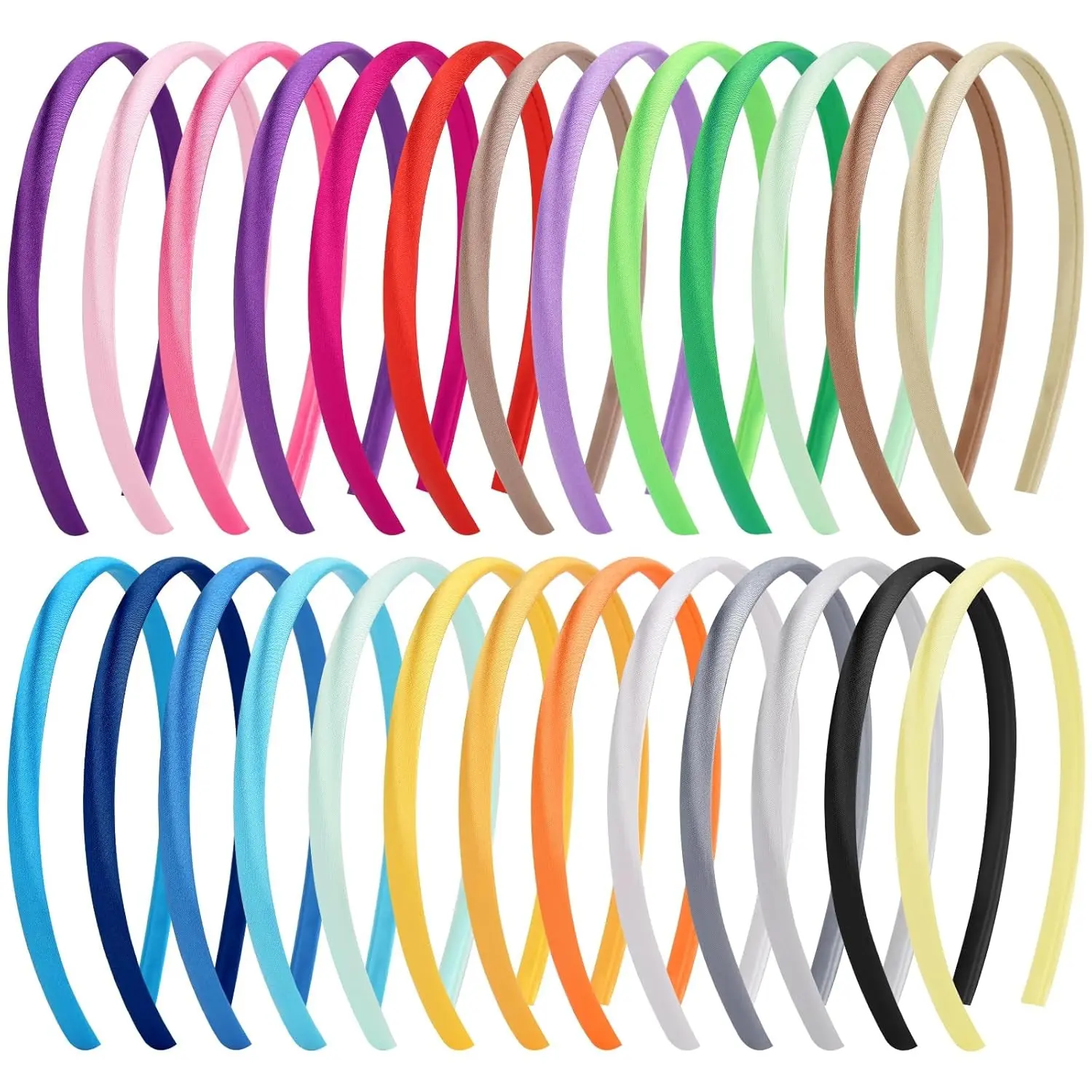 Girls' 26-Piece Colorful Hair Accessories Hard Thin Band DIY Craft Kit - Rubber Plastic Headbands for Kids Party Favors
