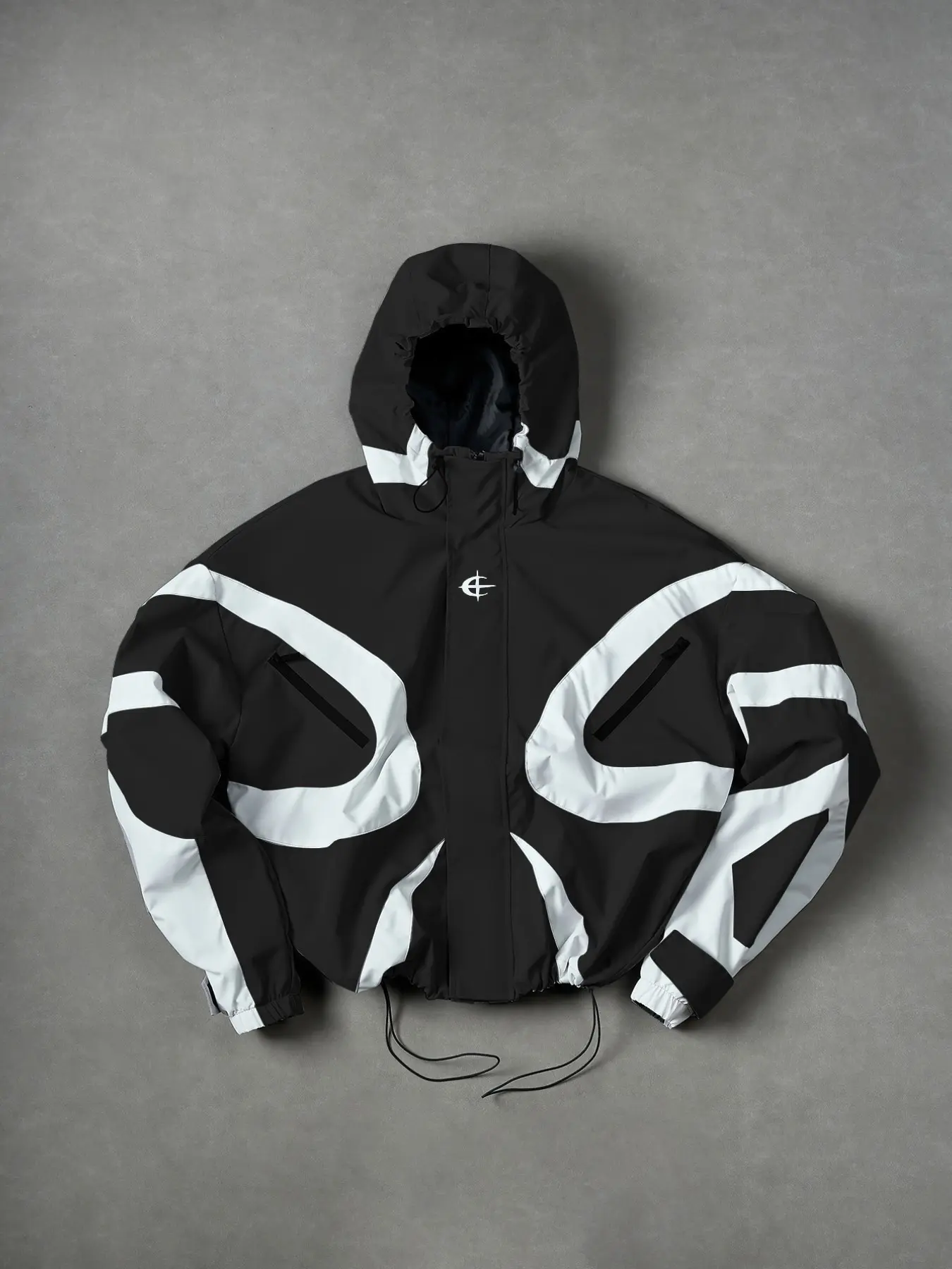 2026 New Men Y2K Streetwear Sportswear Color Block Hooded Windbreaker Oversized Jacket Geometric Contrast Panel Techwear Coat Adjustable Drawstring Hem Hood Zip Pocket Lightweight Windproof Outerwear Black Navy Light Gray Dark Gray Multi Colors Available