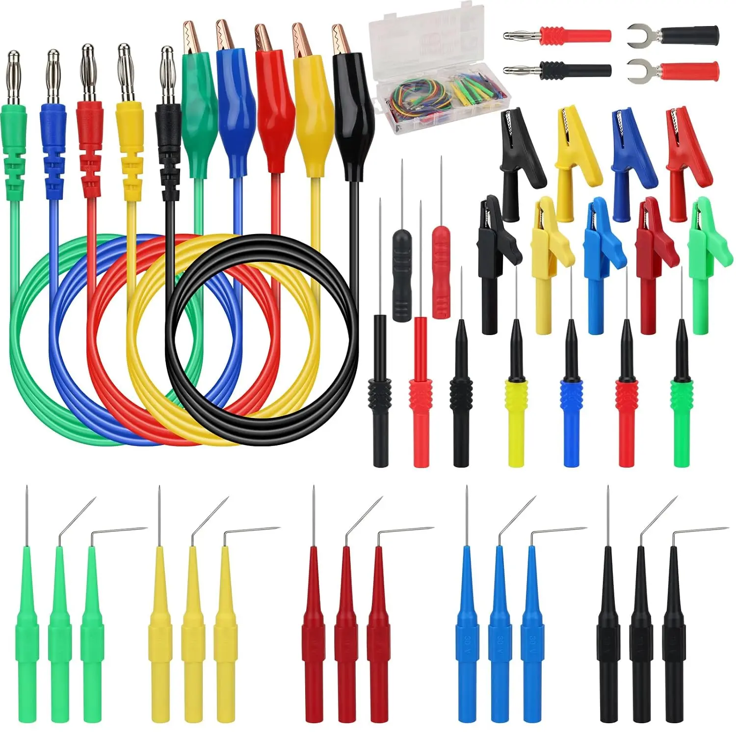 11- Multimeter Test Leads Set,  III 1000V 20A Multimeter Probes with  Clips,  Probe, Banana Plug to Hook Clip, Soft PVC  Meter Lead