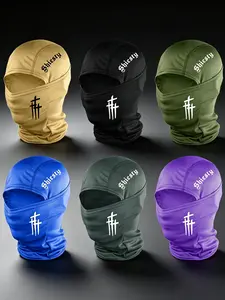 6pcs Unisex Letter and Cross Printing Balaclava Mask Neck Gaiter Headwear Breathable Ski Mask for Men Women Outdoor Sports Hiking Fishing Commuting Suitable for Daily Wear