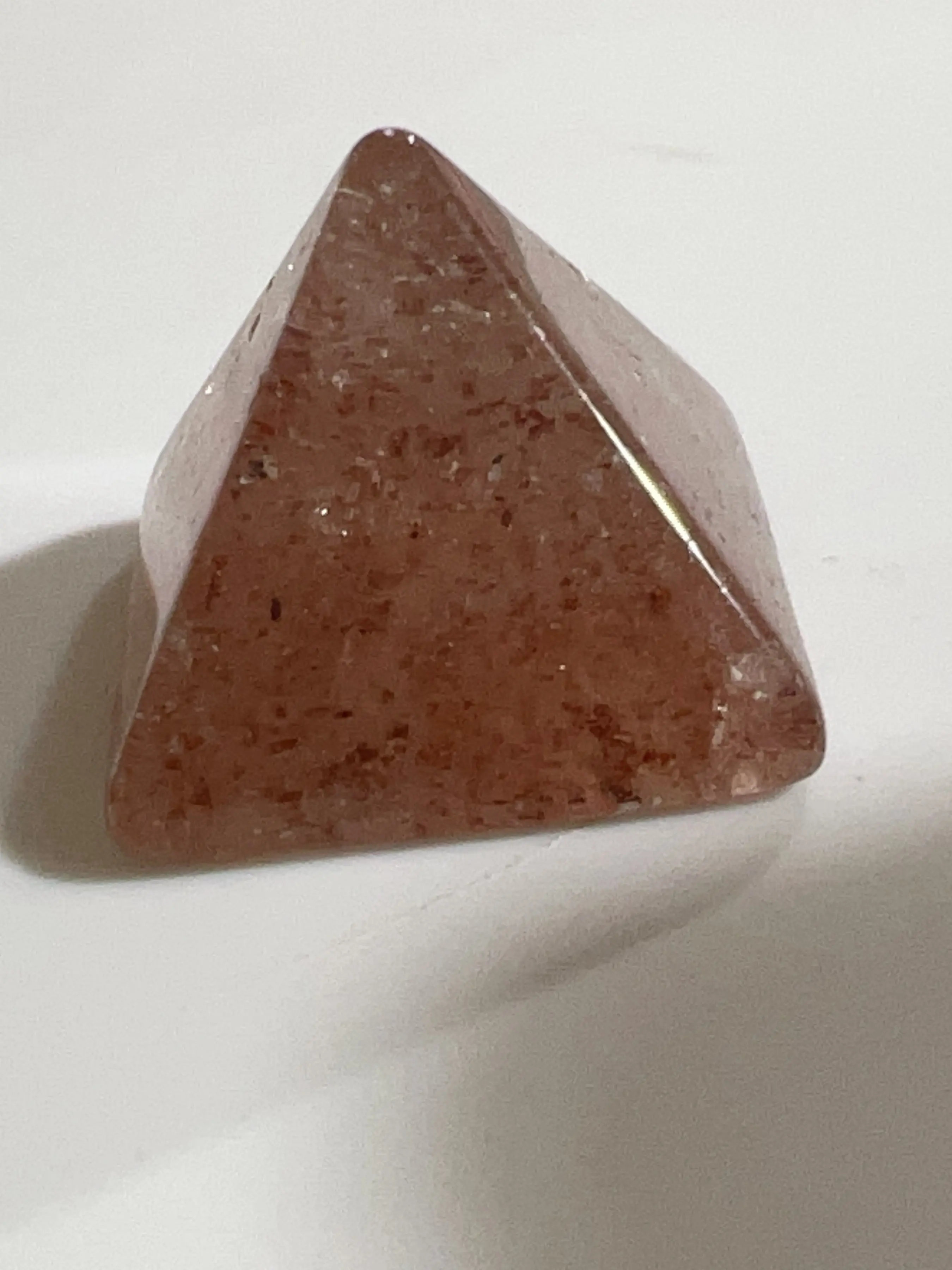 Natural Strawberry Quartz Pyramid Ornament, Crystal Original Stone Polished Office Decor, Elegant Desktop Decoration Piece