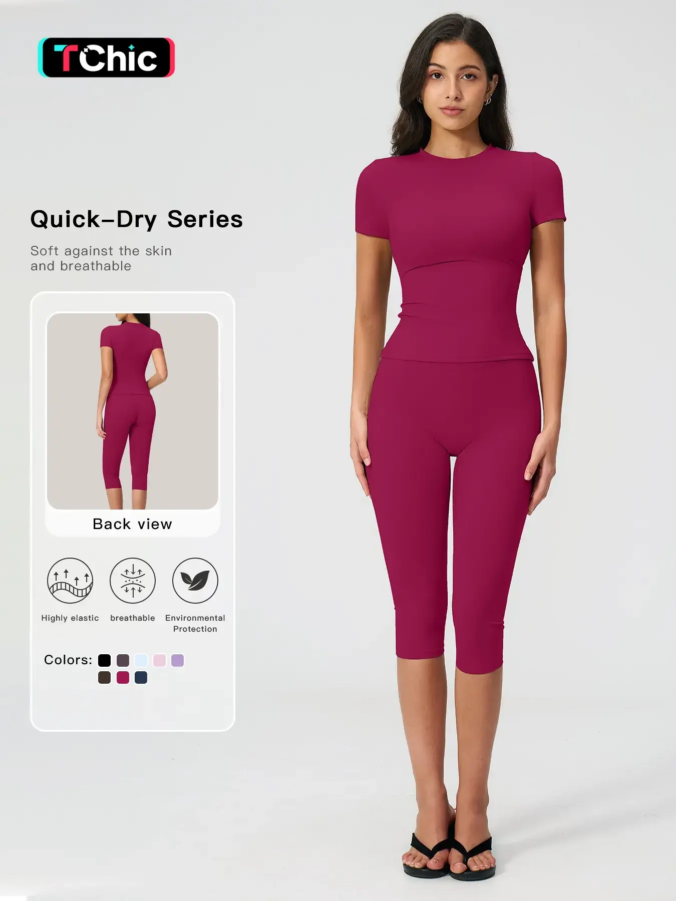 Breathable Tight Yoga Set, High Waist Quick-Dry Fitness Wear, Versatile Capris Pants, Sporty for All Seasons Breathable Tight Yoga Set, High Waist Quick-Dry Fitness Wear, Versatile Capris Pants, Sporty for All Seasons