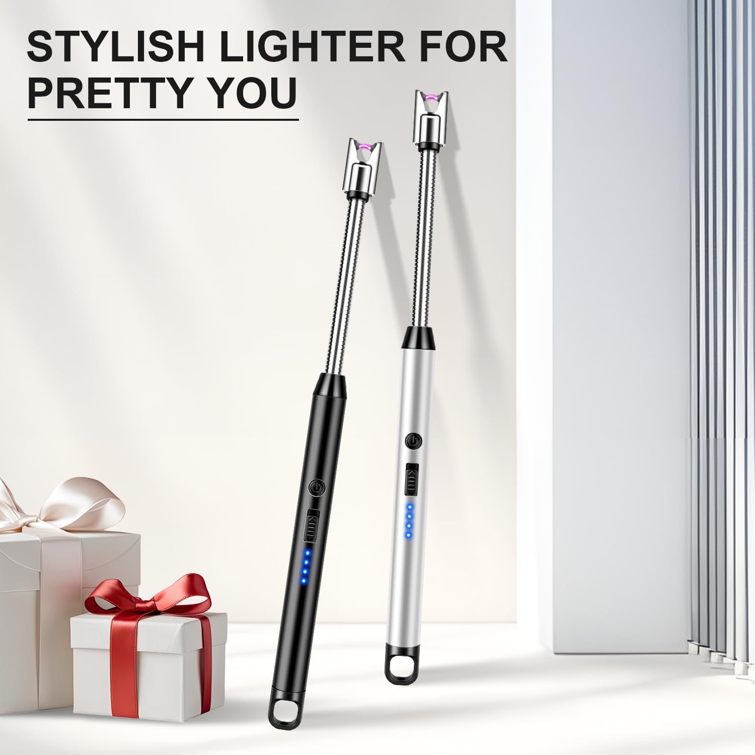 Upgraded 2 Pack Electric Candle Windproof With 360° Flexible Neck & Safety Lock  Usb Rechargeable Arc Long Lighters For Grill Bbq Camping Fireplace Stove