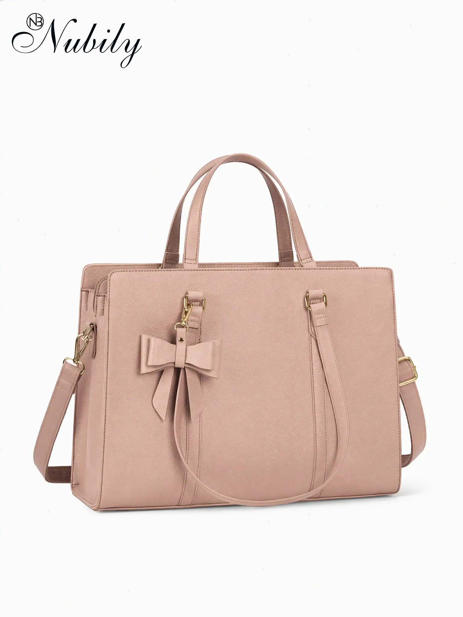 Women's 15.6 Inch Laptop Tote Bag, Waterproof Leather Computer Bag, Large Lightweight Briefcase, Professional Business Office Work Bag