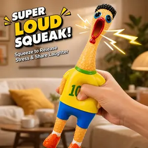 Football Star Rubber Chicken, Scream Chicken Dog Toy, Squishy Sound Chicken, 2026 World Cup Prank Noise Cup