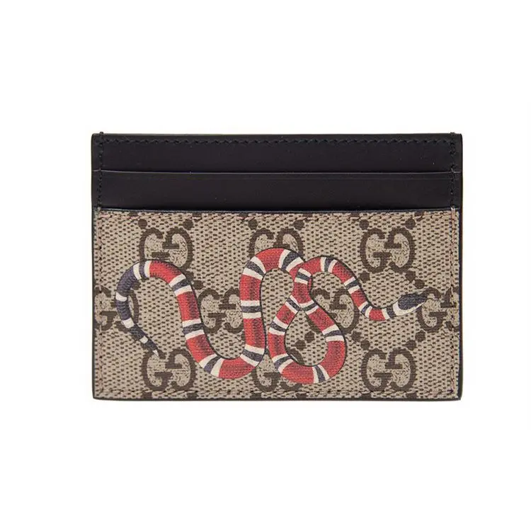 Gucci Coral Snake Print GG Monogram Tote Bag for Men, Ebony and Black Canvas with Leather Trim