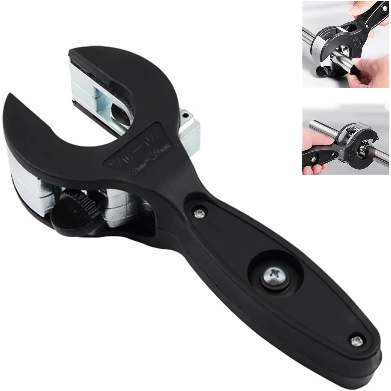 Ratcheting Tubing Cutter, 2 in 1 Close Quarters Tube Compact Cutter, Copper, PVC and Metal Pipes(5/16" to 1-1/8")