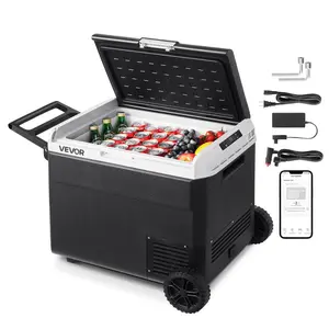 VEVOR 12 Volt Car Refrigerator, 63.4QT/60L Car Fridge, Portable Electric Cooler with Wheels and Handle, -4℉~68℉, 12/24V DC and 100- 240V AC Compressor Freezer for Outdoor, Camping, Travel, RV
