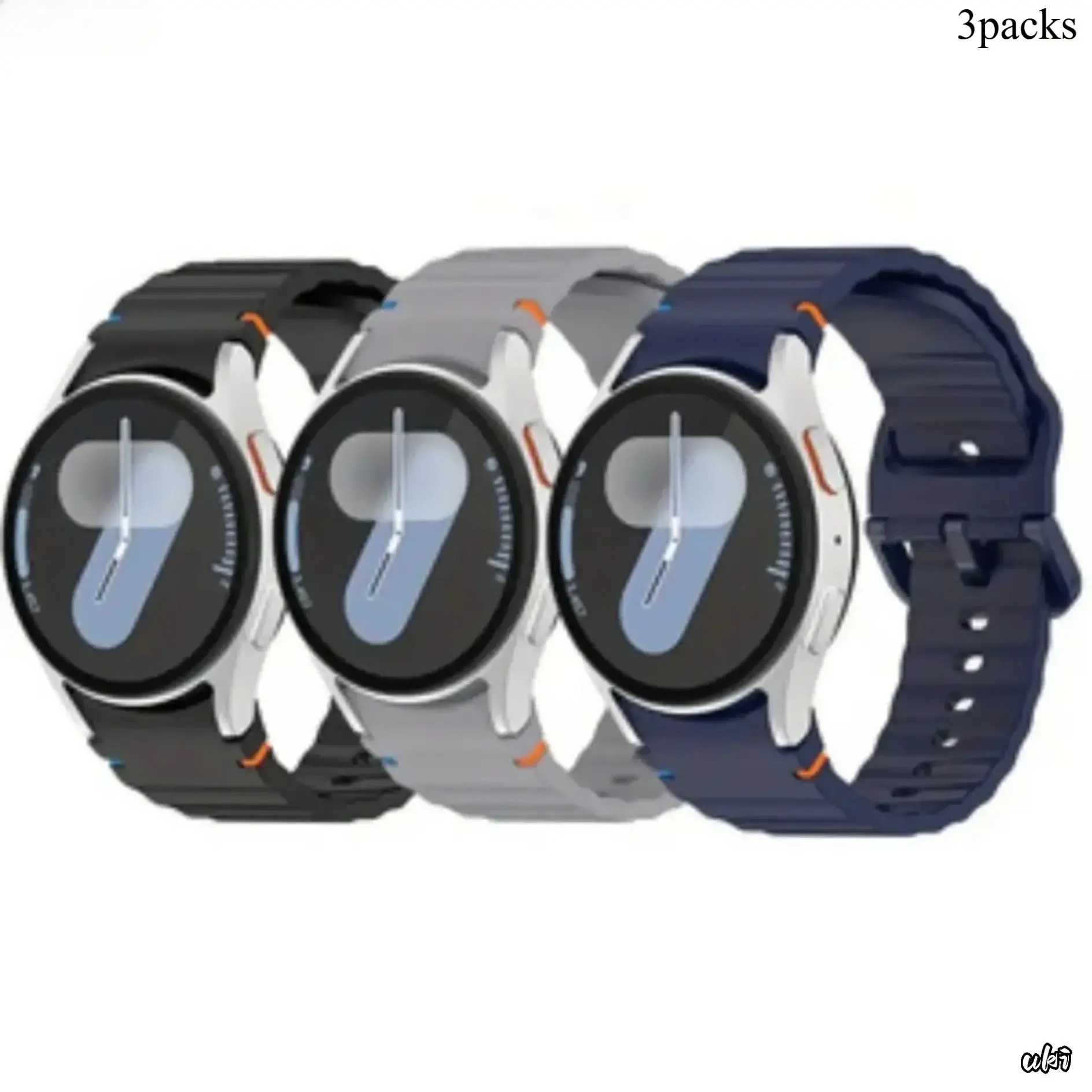2026 Hot 3-Pack Soft Silicone Sport Watch Bands For Samsung Galaxy Watch, Fashion Durable Unisex Straps Compatible Galaxy Watch 7 FE 6 5 4