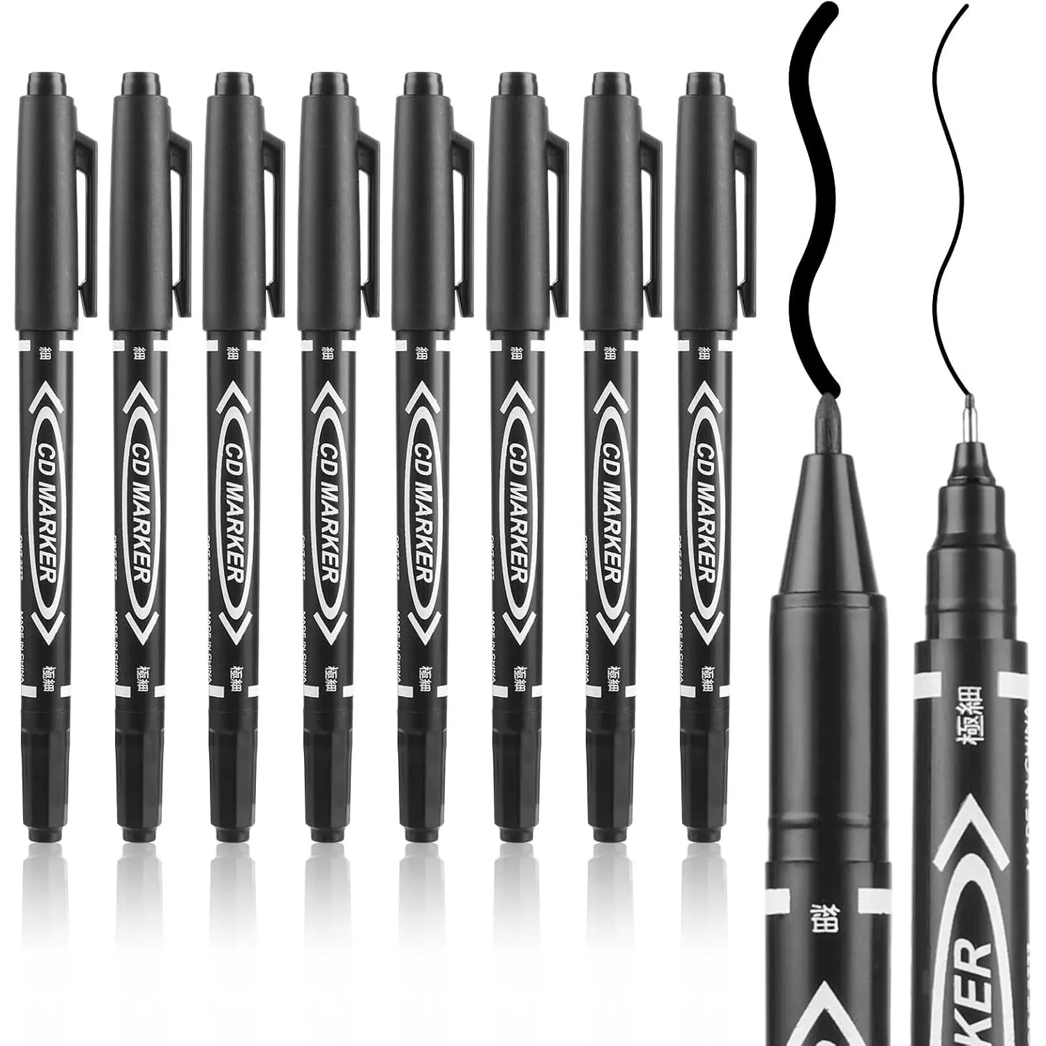 Black Markers for Drawing, 10 Pack  Tip Brush Pens Permanent Marker Set for Art Drawing Sketching Writing Dooding Marking