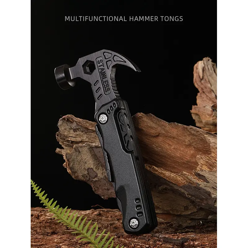 Stainless Steel Hammer Pliers Outdoor Multifunctional Car Window Breaking Hammer Perfect For Camping Tent Installation Versatile Outdoor Survival Gear For Road Trips And Wilderness Camping