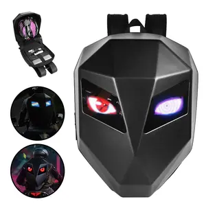 LED Motorcycle Backpack, Hard-Shell Travel Bag with Laptop Compartment, Detachable Helmet Carrier, Ideal for Travel, Camping & Riding, Durable Backpack