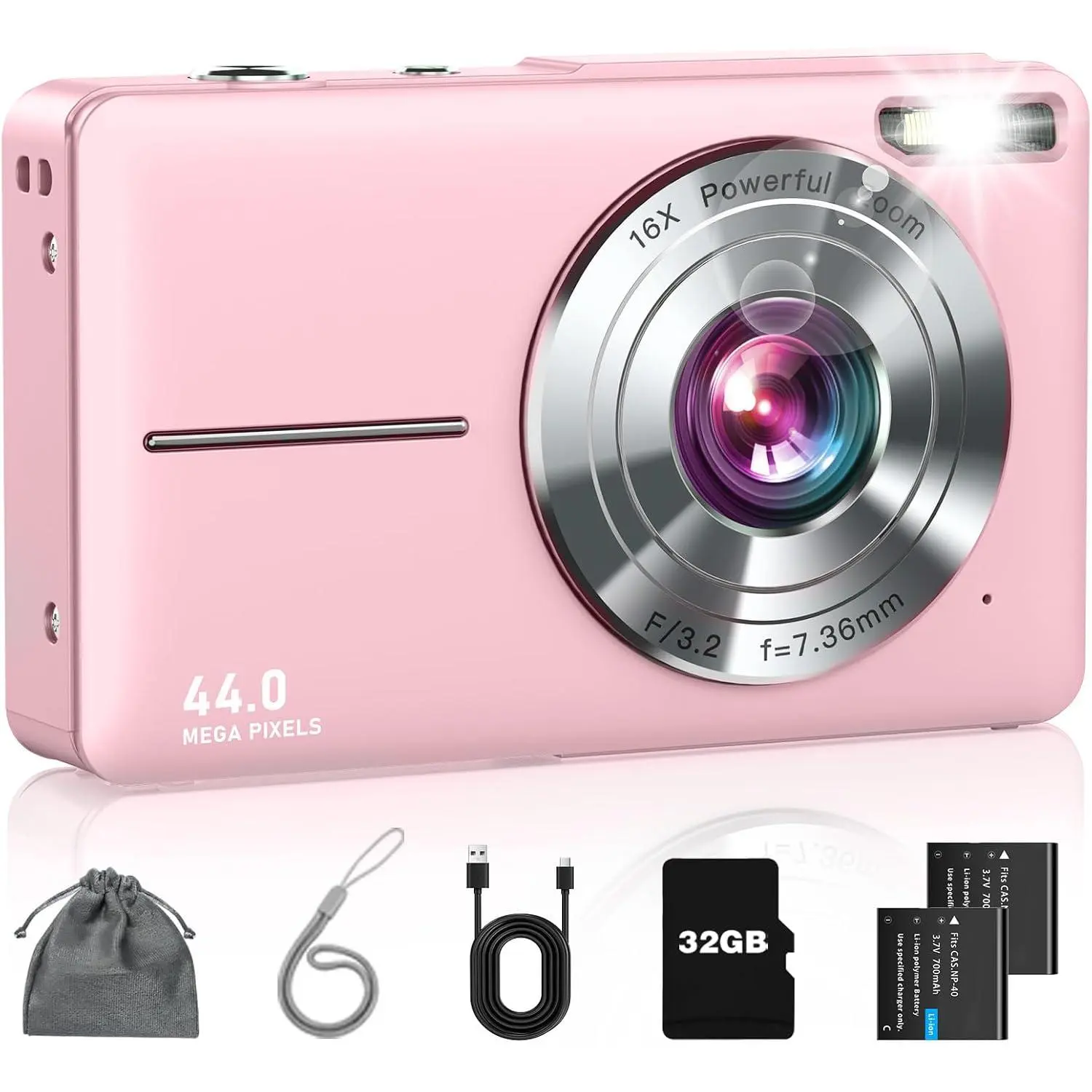 Digital Camera, FHD 1080P Point and Shoot Camera for  Teens Starters, with 32GB Card 16X Zoom Anti Shake Date , Compact Small Camera Christmas Birthday  for Boys Girls,