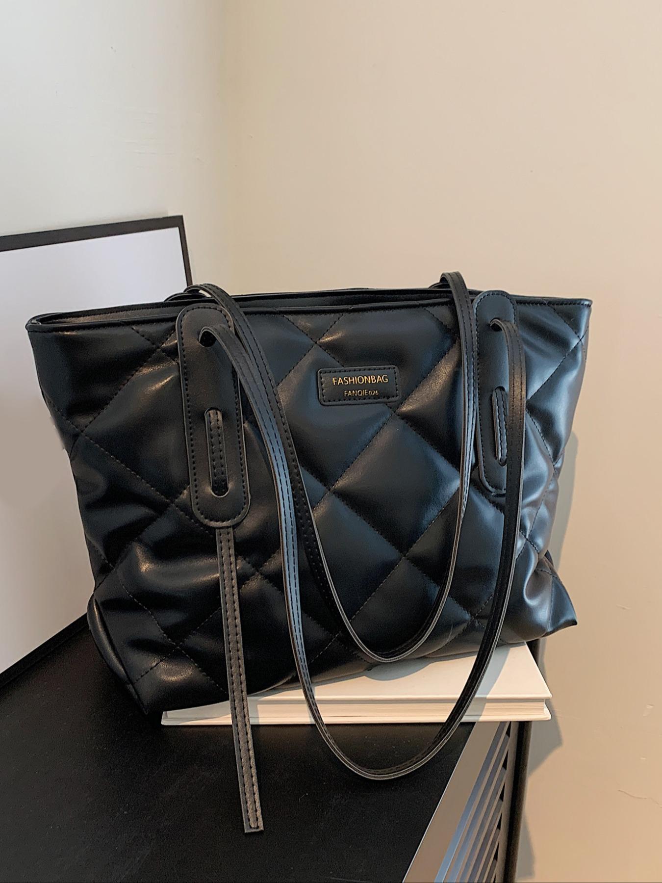 Women's Solid Color Design Tote Bag, Fashionable Large Capacity Shoulder Bag for Daily Life, Casual Trendy Versatile High-quality Daily Commuting Bag, Casual Commuter Bag