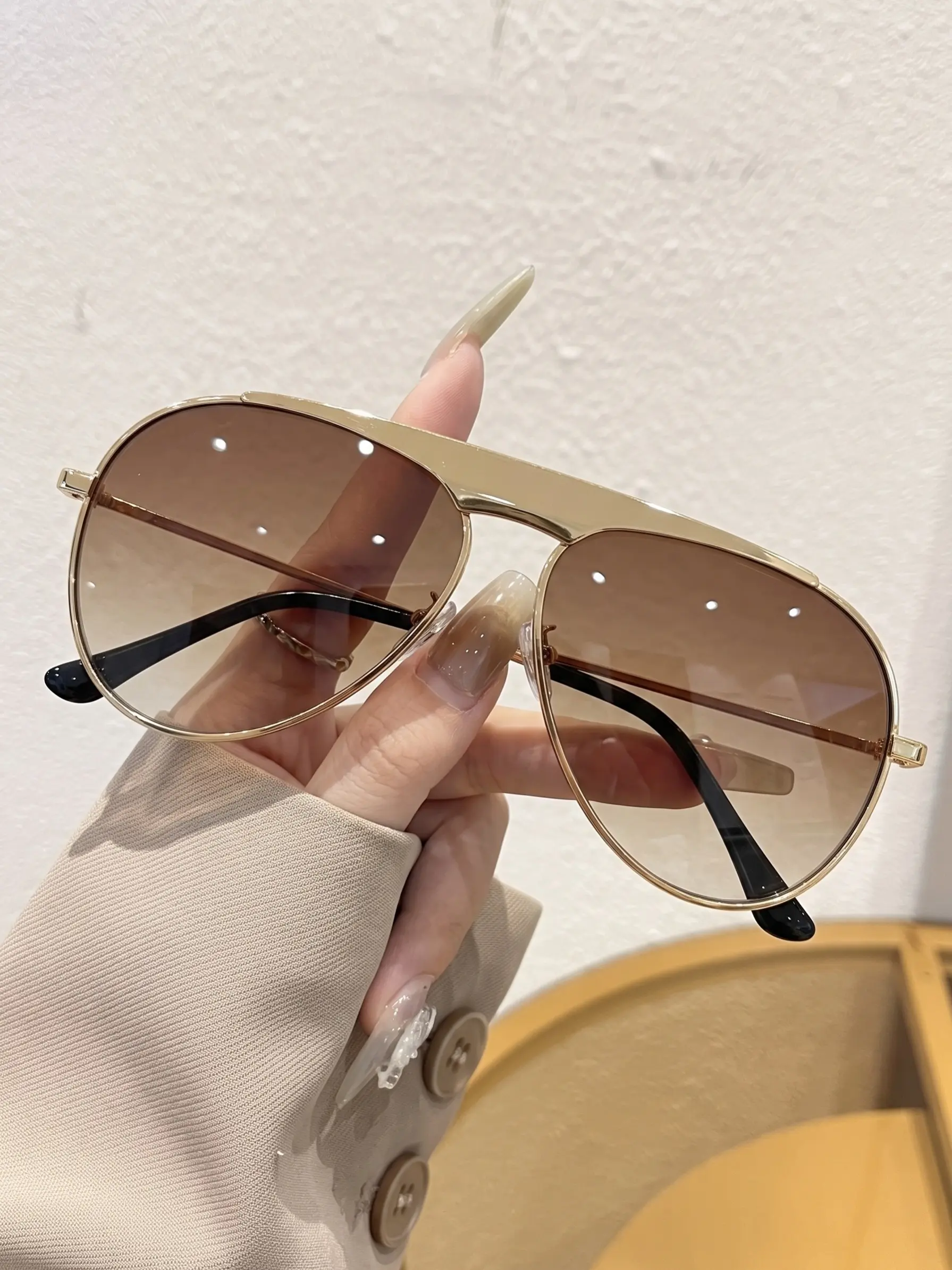 Vintage Oversized Metal Sunglasses, Simple Fashion Frog Goggles, Face Shape Correction, Unisex Outdoor Accessory, Driving Style