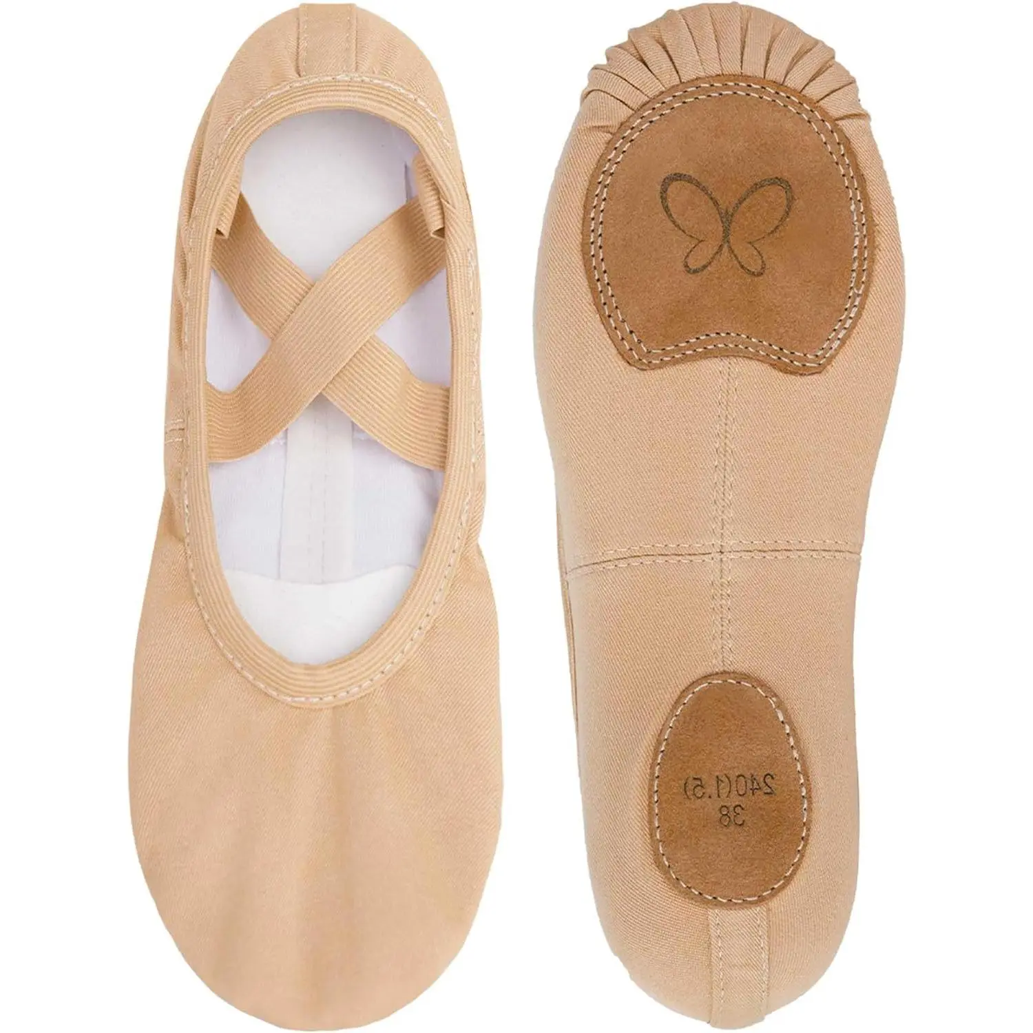 Women Ballet Shoes - 4 Way Elastic Stretch Canvas, Split Sole, Lightweight for Dance Gymnastics Yoga, Pro Comfy Soft Slippers