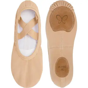 Women Ballet Shoes - 4 Way Elastic Stretch Canvas, Split Sole, Lightweight for Dance Gymnastics Yoga, Pro Comfy Soft Slippers