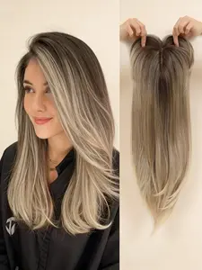 🔥Transform Thinning Hair in Seconds! Ash Blonde Balayage Clip-In Hair Topper, Premium Kanekalon, Synthetic Hairpieces, Natural Volume & Realistic Everyday Style!