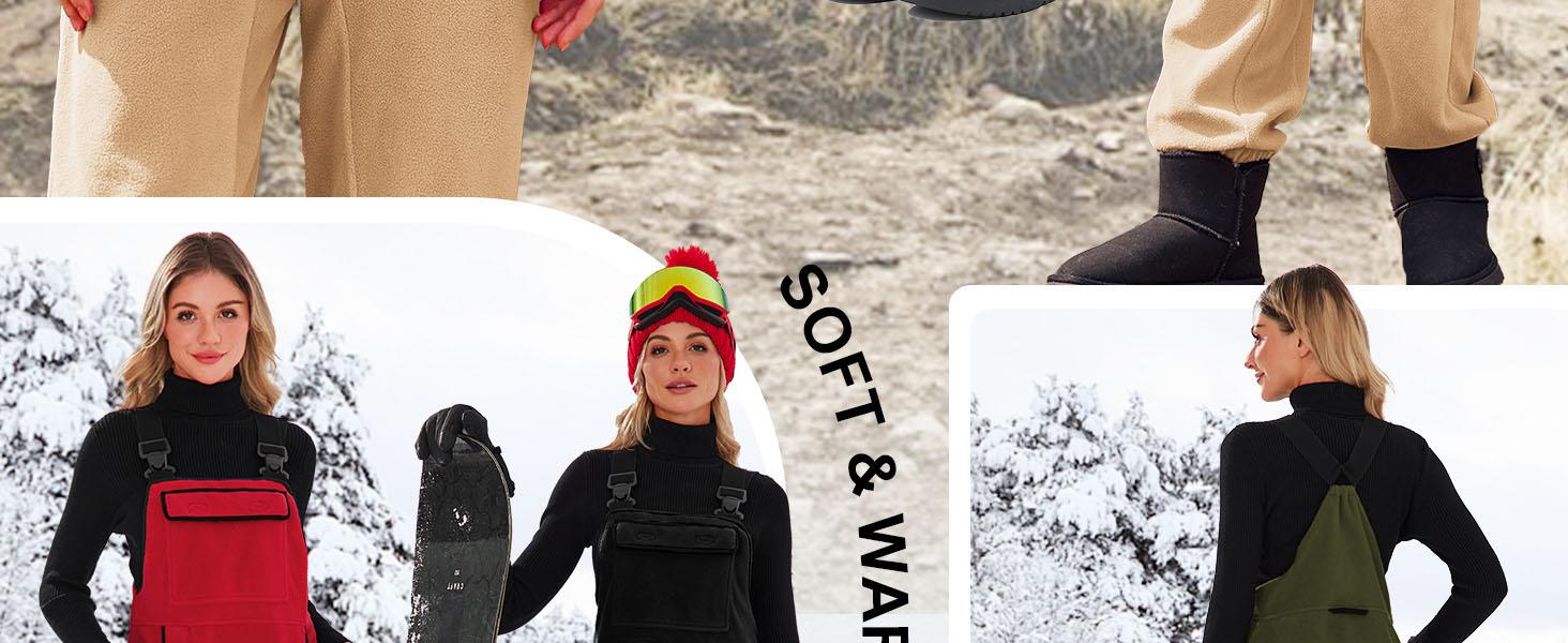 Imily Bela Women's Fleece Warm Overalls Winter Casual Jumpsuits with Pockets Ski Bibs Snow Pants S-2X