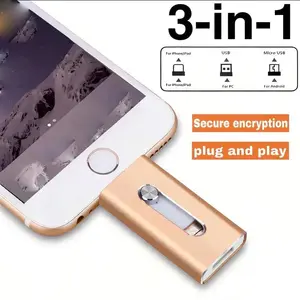3-In-1 USB Key, High-Speed USB 3.0 Storage, OTG USB Key, Free Type-C Adapter, Mobile Accessories for Android and PC