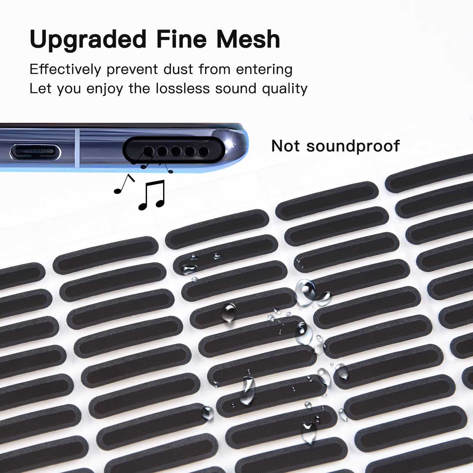 48PCS Universal Phone Speaker Dust Protector Cover Mesh Stickers Compatible with iPhone 17 16 15 Pro Max, iPhone 14, 13, 12, , Included  Tweezer