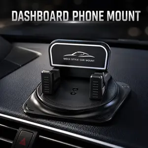 360-degree rotatable car phone mount, ideal for GPS navigation on dashboard, easy angle adjustment for portrait and landscape mode, vacuum suction base for stable fixing, universal for smartphones.