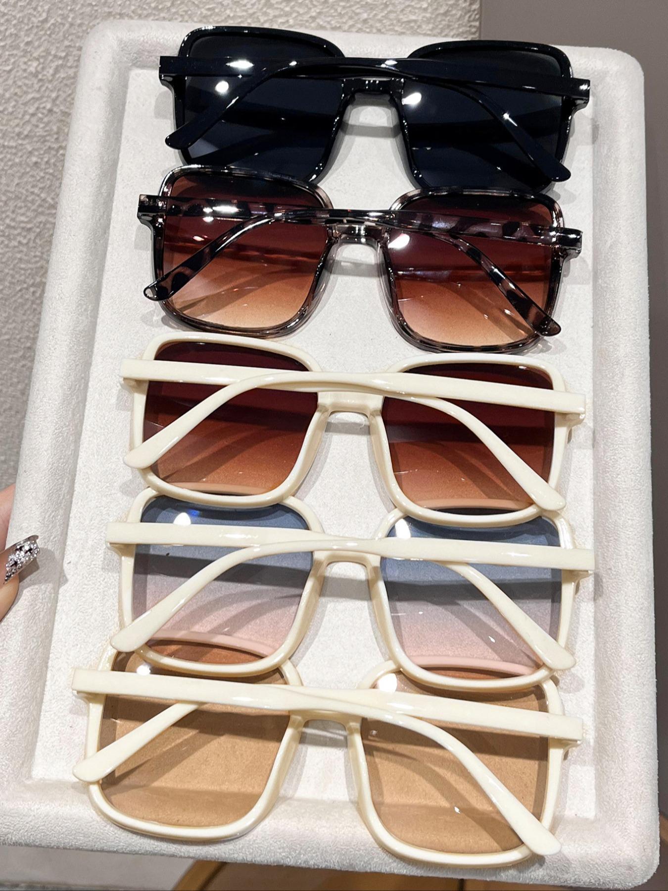 Unisex Stylish Large Square Frame Glasses, Trendy Casual UV400 Protection Tinted Lens Glasses for Everyday Use, Fashion Accessories for Outdoor Activities, Trendy Sunglasses, Sunglasses Frames