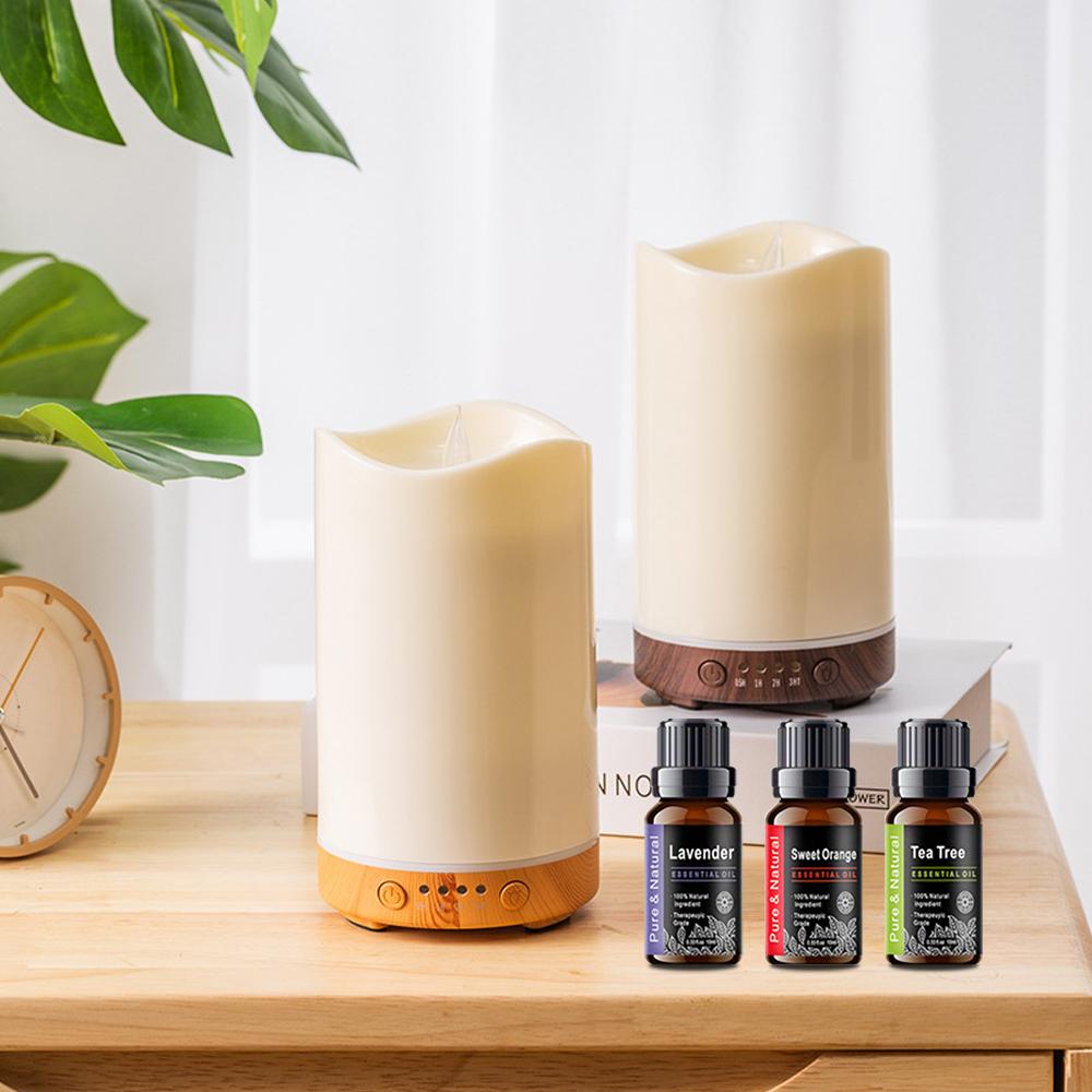 Magical Candlelight Ambiance: Flameless Aroma Diffuser & Humidifier with Timer, Multi-Color Glow & 3 Included Oils - The Perfect Gift