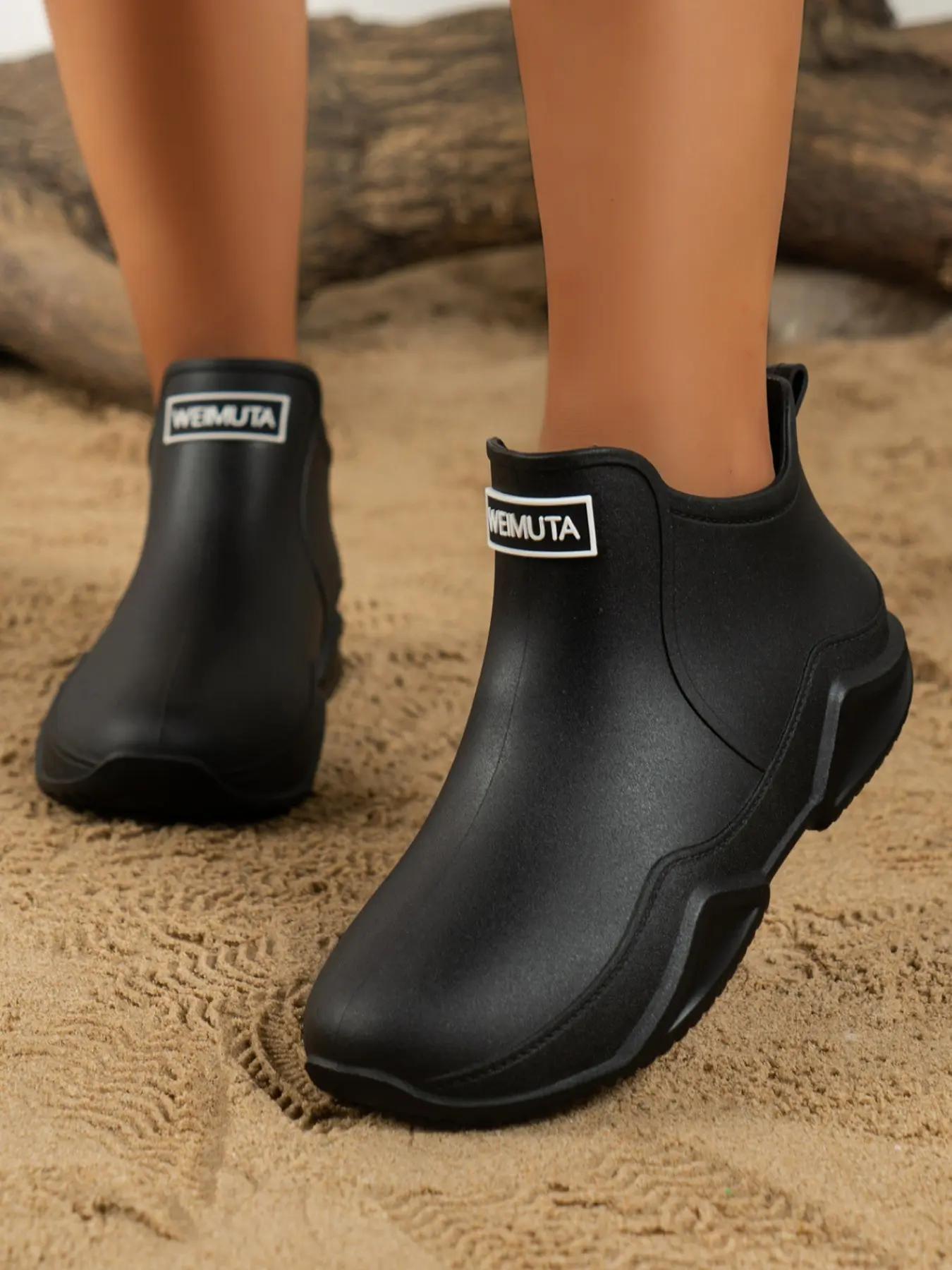 Women's Short Ankle Waterproof Rain Boots, Lightweight Slip-On Outdoor Gardening Mud Shoes, Non-Slip Thick Sole, Casual Daily Use