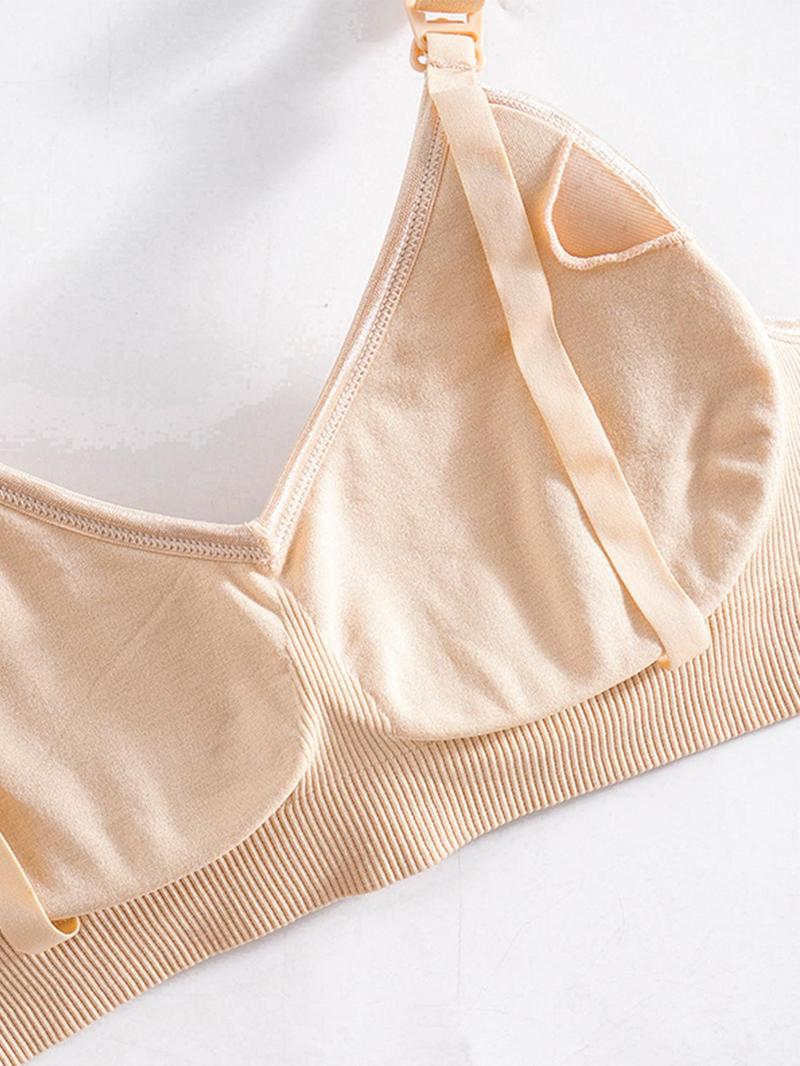 Women's Solid Color Breastfeeding Bra, Breathable Comfortable Double Layer Nursing Bra, Maternity Bra for All Seasons