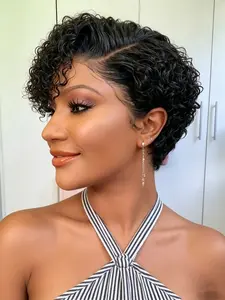 Short 13x4x1 Lace Front Curly Pixie Cut Bob Human Hair Wigs for Women Perfect for Daily Wear Curly Frontal Wigs