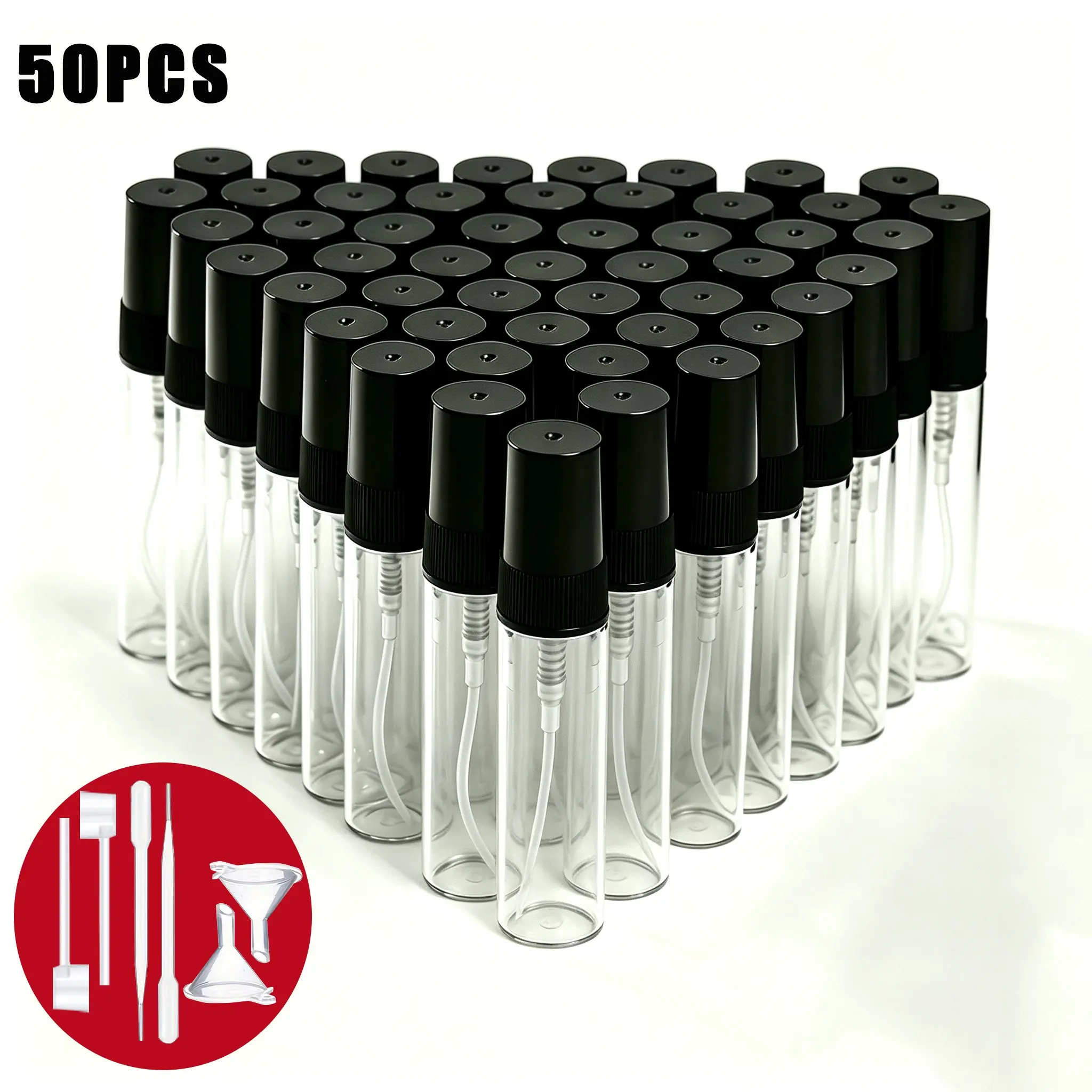 Glass Perfume Bottle Set, 56 Pcs Refillable Spray Bottles with Funnel, Empty Perfume Bottles for Travel, Makeup Tools for Women, Summer Cosmetic Makeup Container Set
