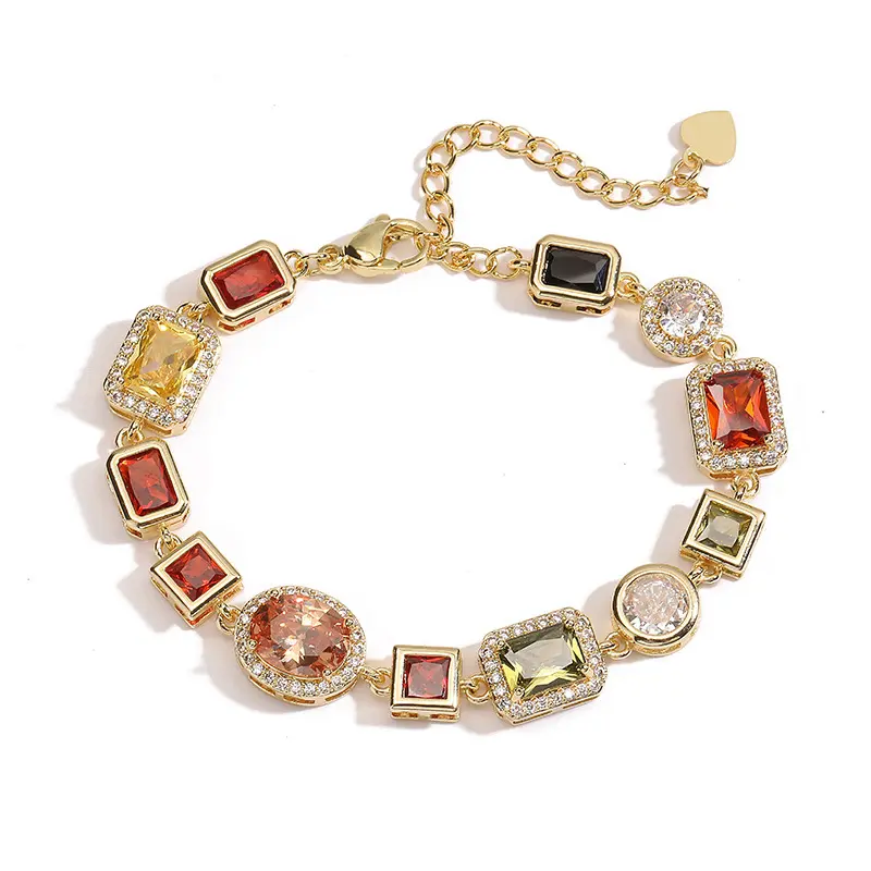 Women's Luxury Multi-Layer Stackable Cuff Bracelet - Gold-Plated Chrome Hearts Copper Design with Halo, Crystal Gems, Opal, Cubic Zirconia, Magnetic Clasp Leather, Elegant Female Youth Artificial Gemstone Jewelry, Birthday Gift for Her, Metal Plated Gold,