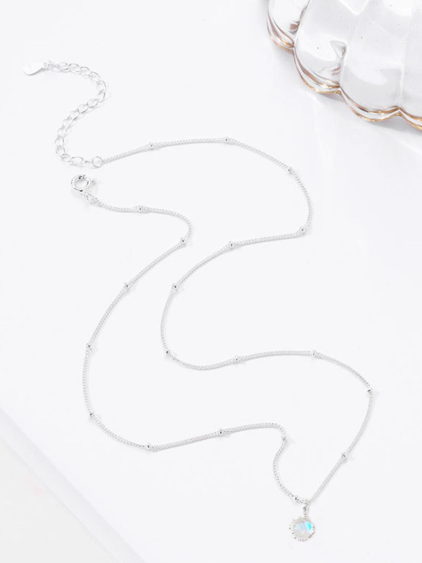 S925 Sterling Silver Moonstone Decor Exquisite Trendy Pendant for Women, Elegant All-match Jewelry for Girls Gift, Female Classic Fashion Accessories for Daily Wear