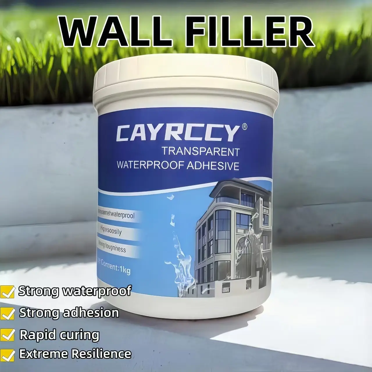 Transparent waterproof sealant, 1kg, leak repair adhesive, suitable for RVs, boats, pipes, tiles, crack repair, multi-surface adhesive, emergency leak repair, quick-drying sealant, indoor/outdoor applications, smooth surfaces,  corrugated roofs.