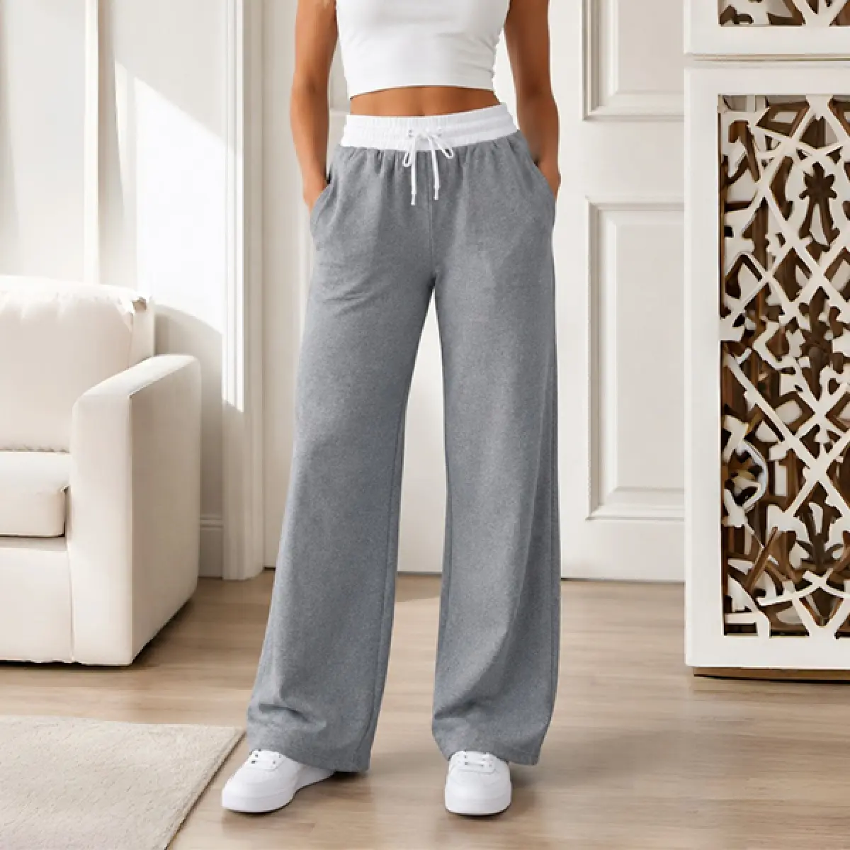 Women's Casual Pants Vintage Wide Leg Loose Fit Long Pants Classy Casual Trousers Womenswear, Comfortable and Stylish, Aesthetic, Perfect for Daily Wear Spring Valentine's Day, Casual Loose Baggy gaucho