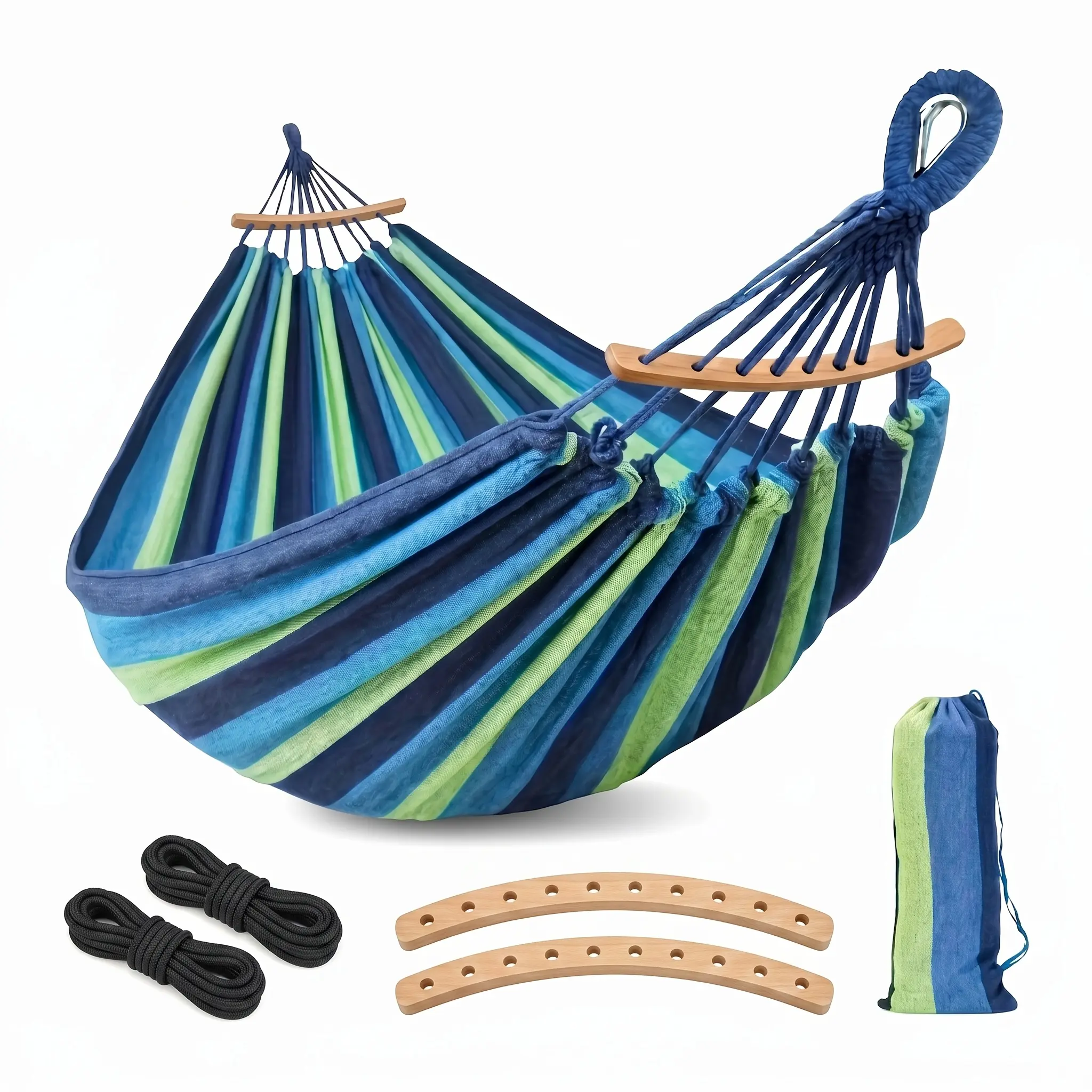 Extra-large, wide-style canvas hammock; thickened, heavy-duty, and comfortable swing bed; weather-resistant hanging lounger-ideal for patios, lawns, backyards, and outdoor relaxation