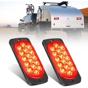 Nilight 4.4 Inch Aluminum Housing LED Tail Lights (2 PCS, 16 LEDs) - Red Running Brake Turn Signals Marker Lights, Surface Mount, IP67 Water Resistant, 10-30V for RV, Travel Trailer, Horse Trailer, Truck, Boat