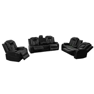 High Quality 3-Seater Electric Recliner Genuine Leather Sectional Sofa Set Sponge Filling Bed for Home Living Room Hotel/Villa