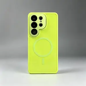 S26 Ultra S25 S24 S23 Magnetic Glossy Hard Case - Military-Grade Shockproof Slim Fit Cover with Kickstand, Camera Protection Anti-Scratch Bumper Case, Solid Color