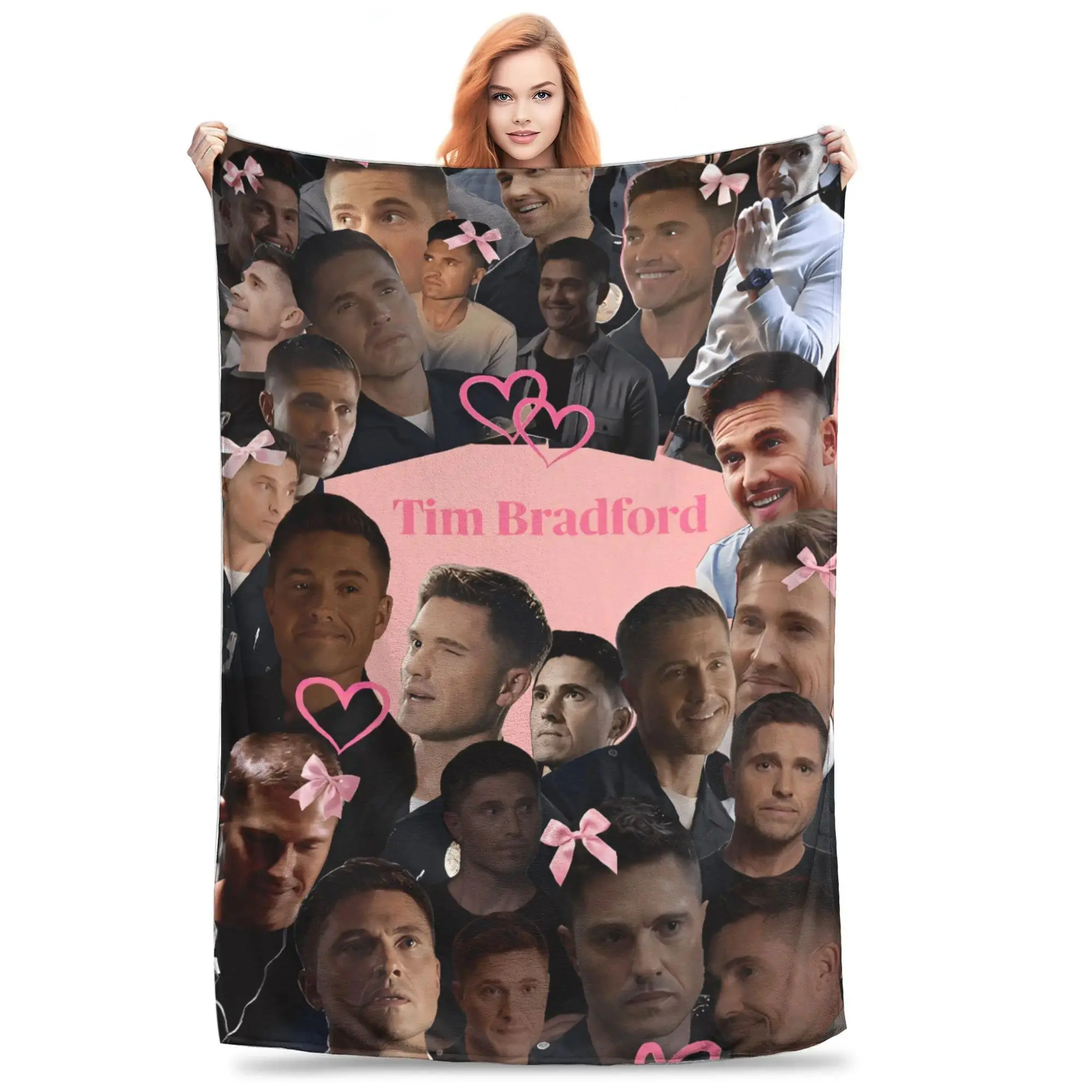 Tim Bradford TV Show Fan Collage Flannel Throw Blanket, Polyester, Multi-Size, All Season, Soft, Cozy Look Camping Sleeping Gear Gift for Fans