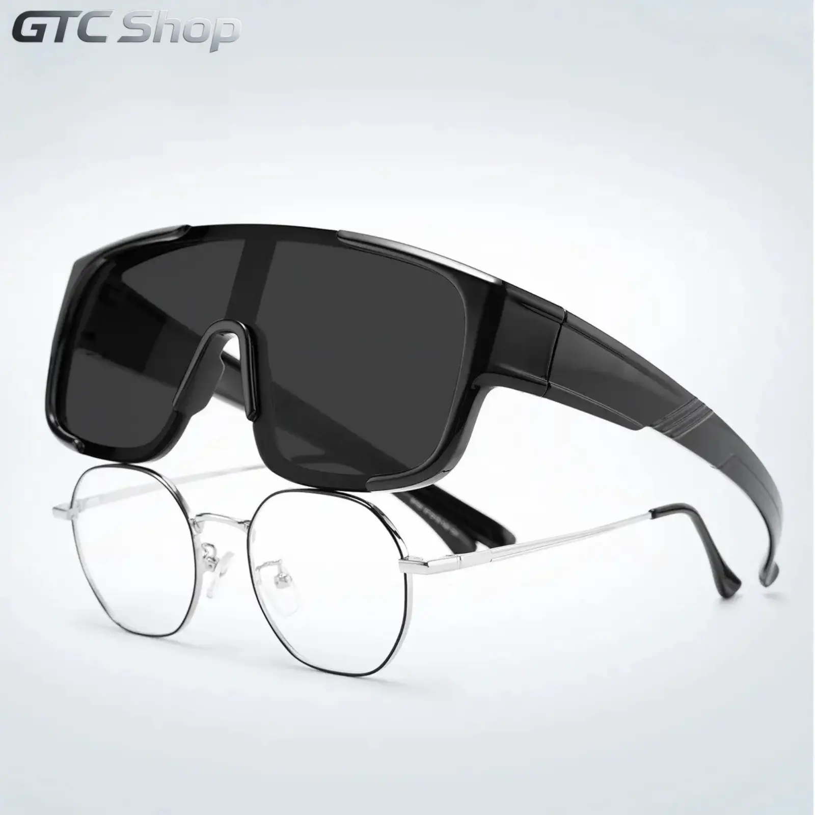 Unisex Outdoor Sports Eyewear - TR90 Frame Full Rim Oversized Wrap Fit Goggles, UV400 Protection, Windproof Anti-Glare Tinted Visor, Lightweight, Compatible Over Prescription Glasses for Driving, Cycling