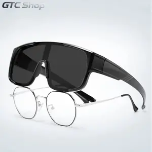 TR90 Oversized Shield Wrap-Around Fit-Over Sunglasses, UV400 Windproof Anti-Glare Tinted Visor Cycling Racing Eyewear, Compatible Over Prescription Glasses, Lightweight Protective Shades For Driving, Cycling And All Outdoor Activities