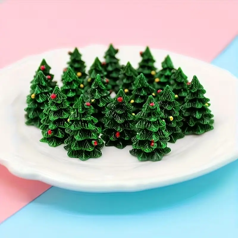 12pcs DIY Mini Resin Christmas Tree Models, Holiday Decorations, Small Statue Ornaments, Perfect Gift for Family and Friends, Birthday Gifts